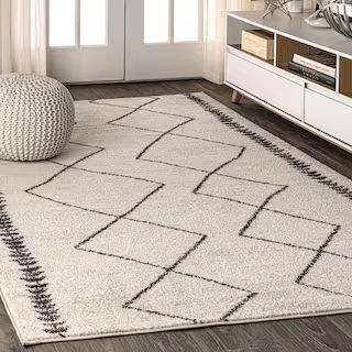 Zaina Moroccan Beni Souk Cream/Black 8 ft. x 10 ft. Area Rug | The Home Depot