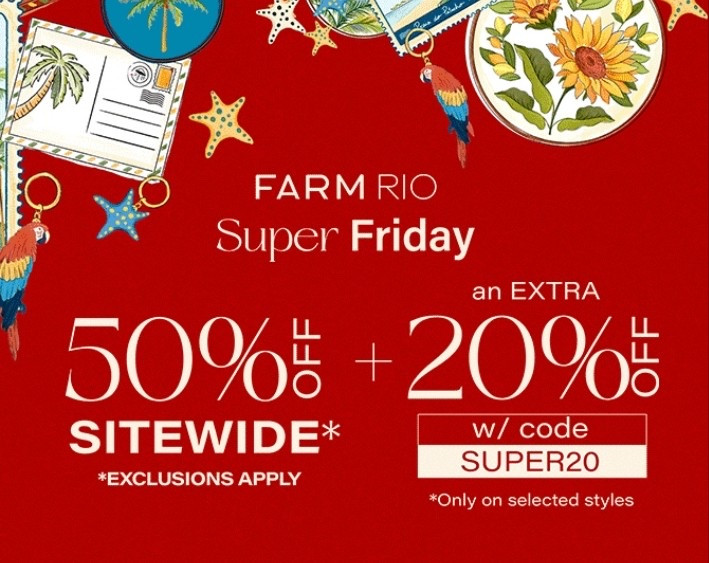 FarmRio Super Friday sale - 50% off site wide and extra 20% off with code SUPER20 😍 Linking my faves!!!

#LTKFindsUnder100 #LTKSaleAlert #LTKCyberWeek