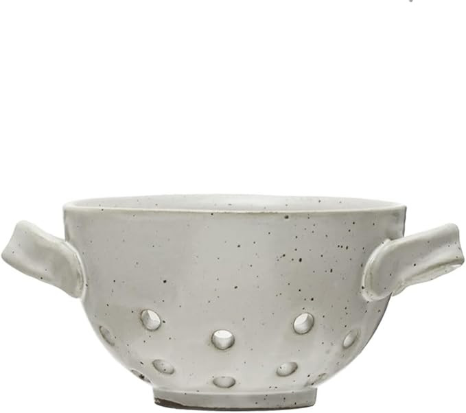 Creative Co-Op Small Stoneware Berry Bowl with Handles, Speckled White Reactive Glaze, Each One W... | Amazon (US)