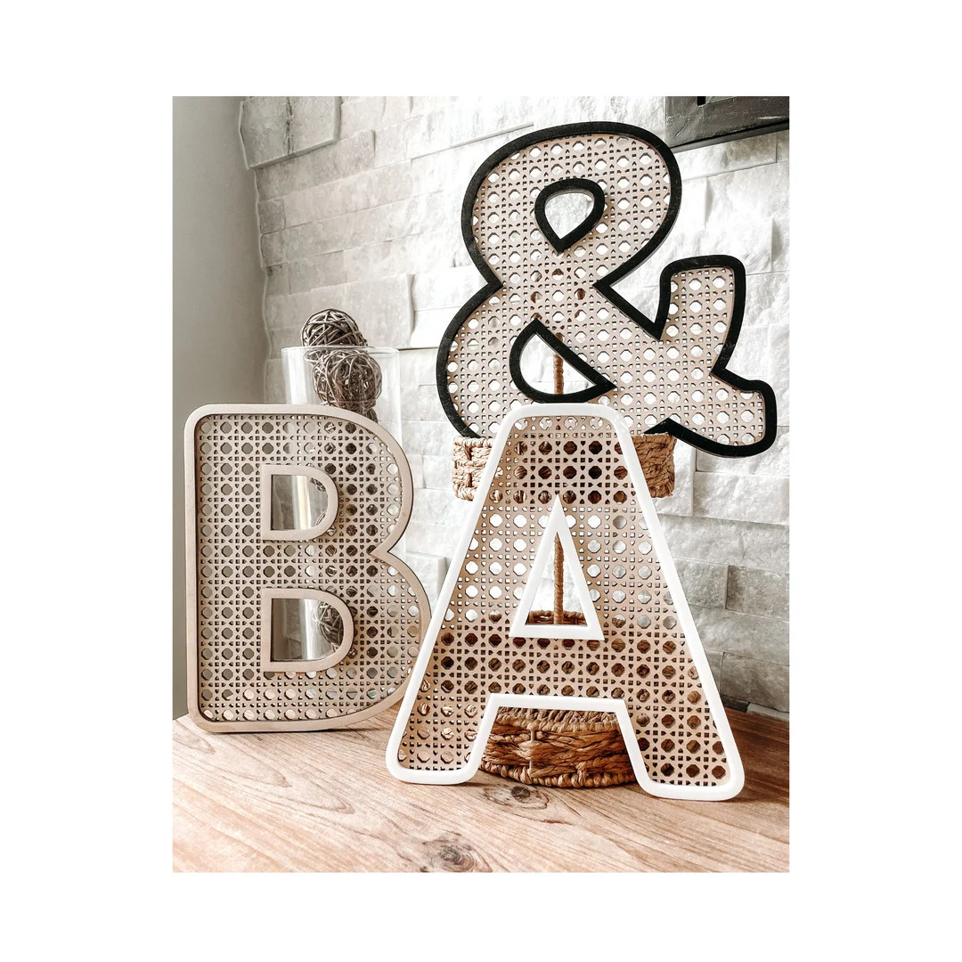 Custom Rattan Initial Letter Bohemian Wall Art Perfect for Nursery Decor & Wedding Unique Baby/we... | Etsy (US)