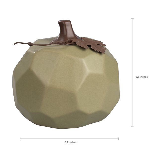 Harvest Ceramic Green Pumpkin Tabletop Decoration, 5.5 in, by Way to Celebrate | Walmart (US)