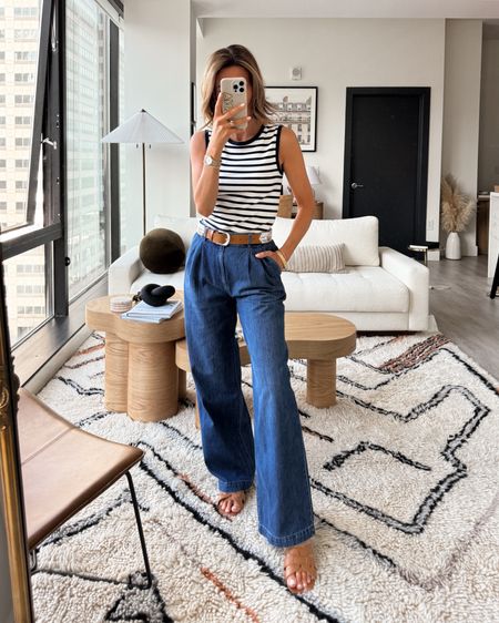 The pleated pair of jeans we all need!! These are flared and extra comfy, making it super easy to look more put together than just a normal pair of jeans! 
Cute little tank pairs well with casual denim or under a blazer or tweed jacket for work. XS 

#LTKFindsUnder100 #LTKStyleTip #LTKWorkwear