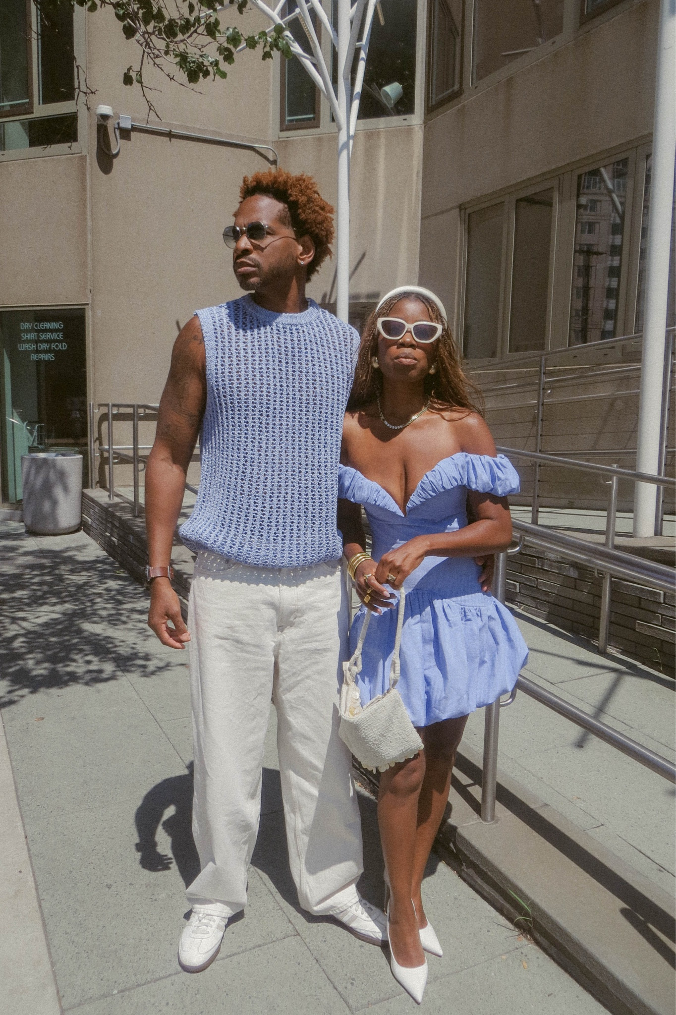 Couple outfit for a day date. Blue bubble hem dress. Men’s knit sleeveless top

#LTKootd #LTKMens #LTKgrwm