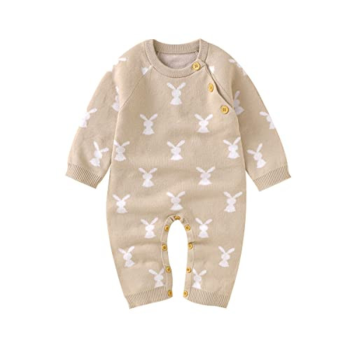 DuAnyozu Baby Girl Boy Easter Outfit Bunny Onesie Knitted Sweater Romper Long Sleeve Jumpsuit Cut... | Amazon (US)
