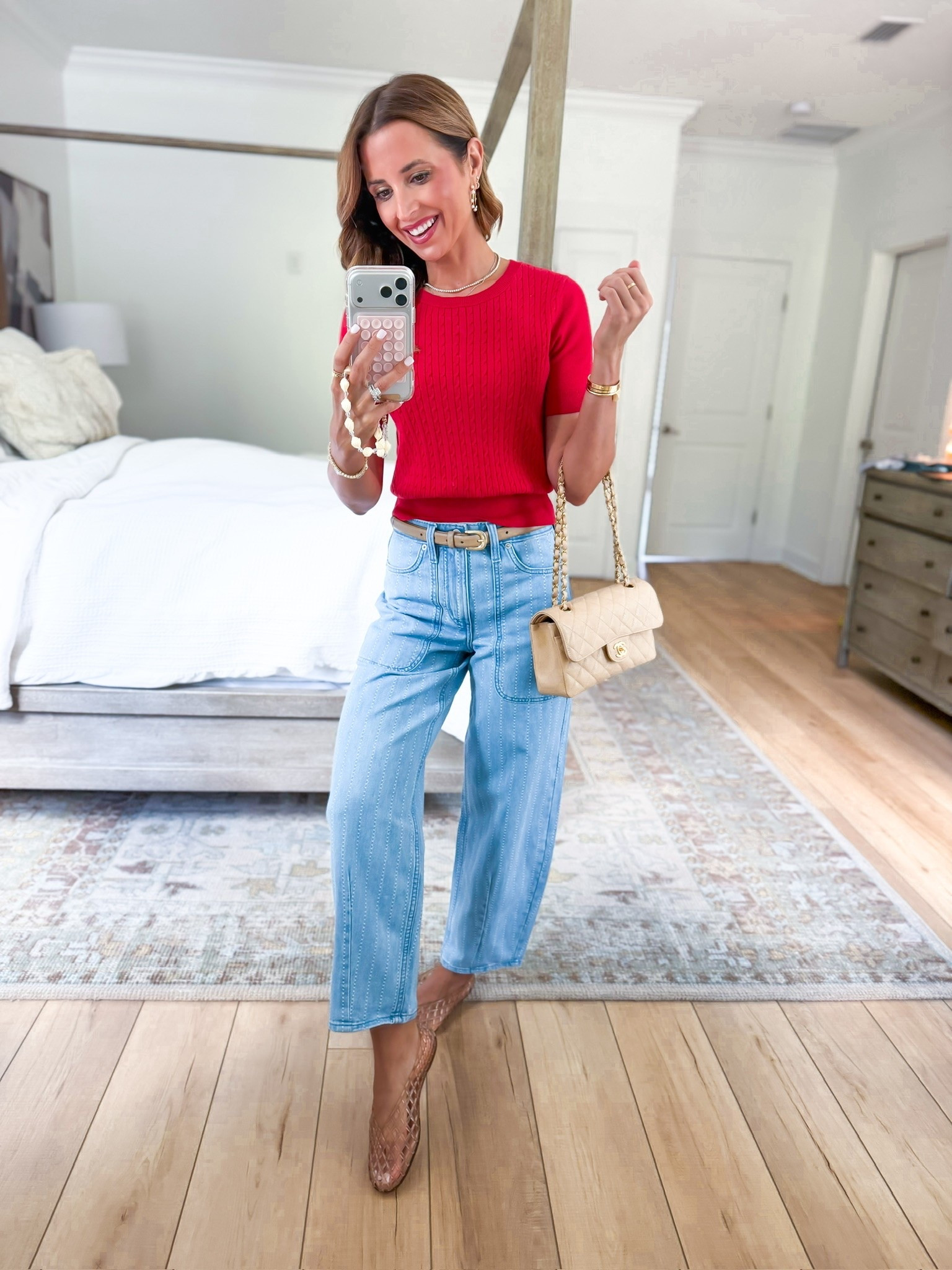 New Target arrivals for summer and early fall! I love these new barrel leg jeans in 00. Sweater top in XS. Elevated casual outfit. Summer outfit. Full outfit. Teacher outfit. Mom outfit. Jelly ballet flats are whole sizes only. Size down if you’re a half size.

#LTKootd #LTKgrwm #LTKPetite