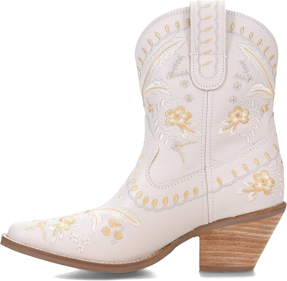 Dingo Womens Primrose Embroidered Floral Snip Toe Casual Boots Ankle Mid Heel 2-3" - Black | Amazon (US)