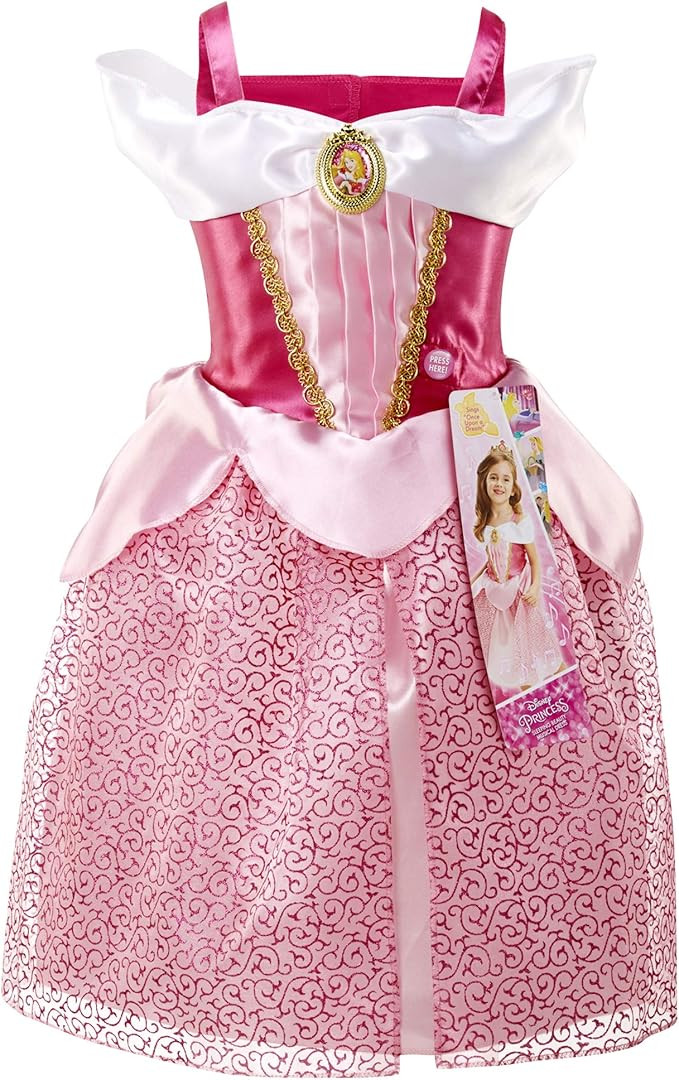 Disney Princess Aurora Dress Costume, Sing & Shimmer Musical Sparkling Dress, Sing-A-Long To “O... | Amazon (US)