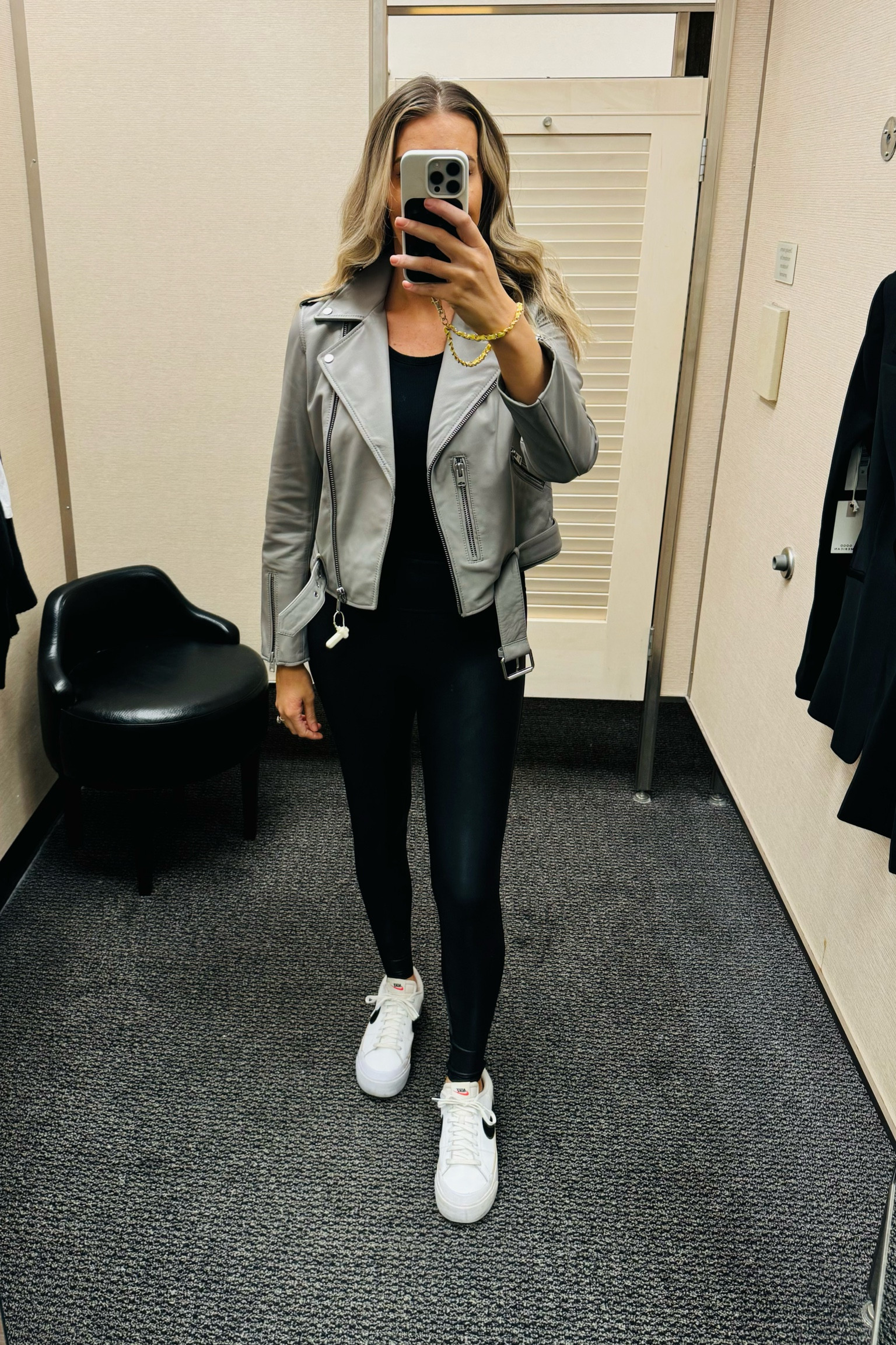 Loving this grey leather moto jacket #nsale @nordstrom #nordstrompartner