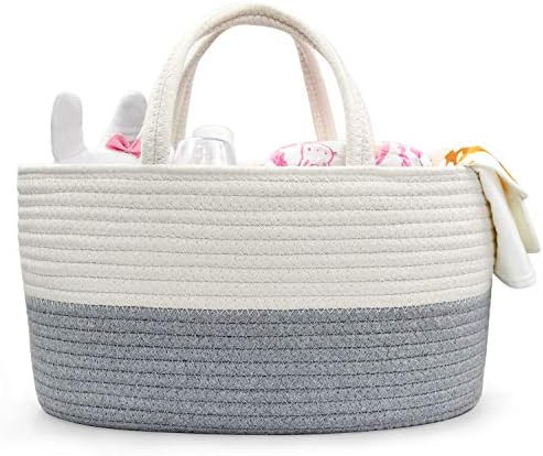 Baby Diaper Caddy Organizer - Changing Table Organizer - Rope Nursery Storage Bin with Removable ... | Amazon (US)