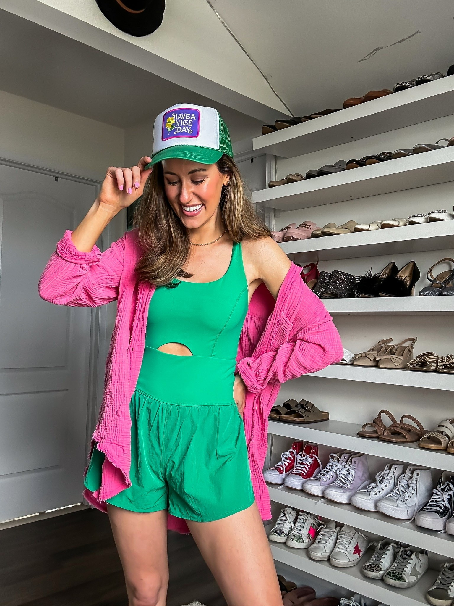 Amazon outfit with fun trucker hat + free people inspired onesie

#LTKmomlife #LTKActive #LTKSeasonal