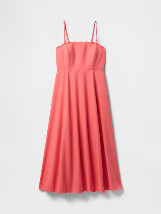 Linen-Blend Scalloped Midi Dress | Gap (US)