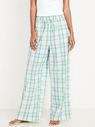 Poplin Wide-Leg Pajama Pants | Old Navy (US)