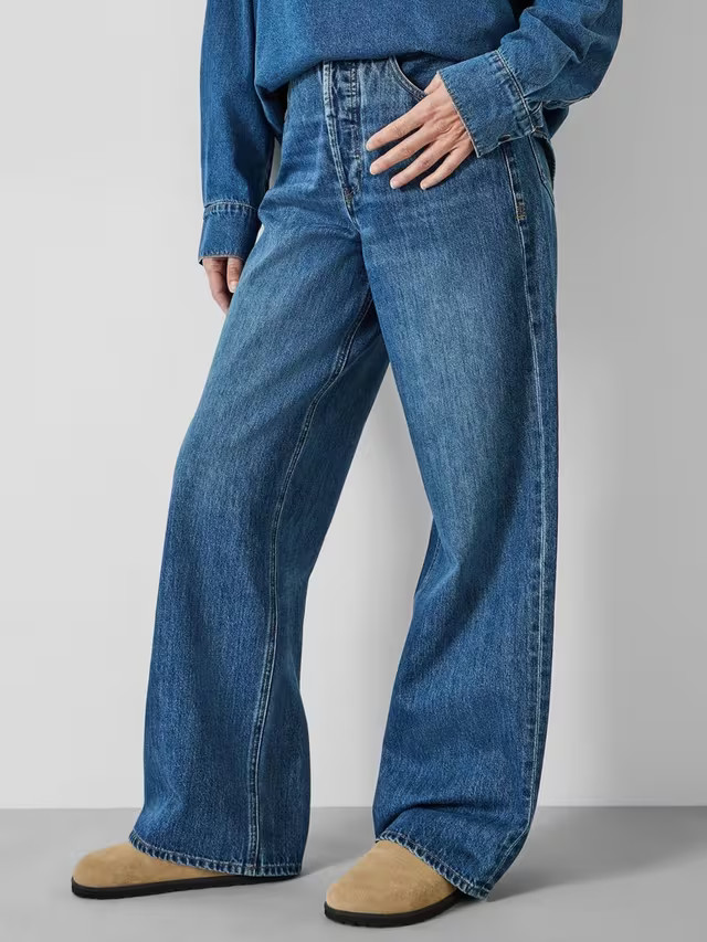 HUSHKatie Baggy Straight Jeans, Mid Authentic Blue | John Lewis (UK)