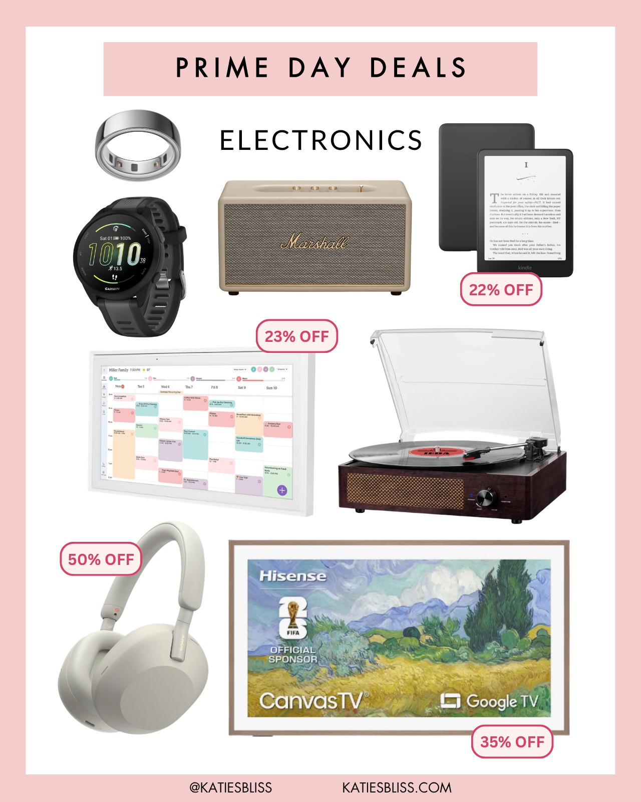 Amazon Prime Day Deals ✨ electronics 

Sale Alert. Markdowns. Deals. Prime. Tv. Frame tv. Canvas tv. Art tv. Watch. Oura ring. Kindle. Skylight calendar. Record player. Headphones.

#LTKHome #LTKSaleAlert