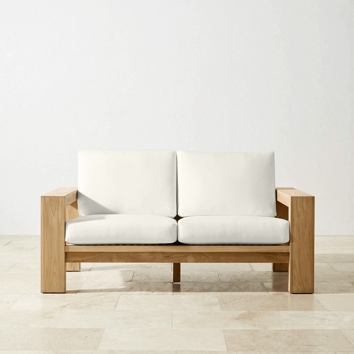 Larnaca Outdoor Natural Teak Loveseat | Williams-Sonoma