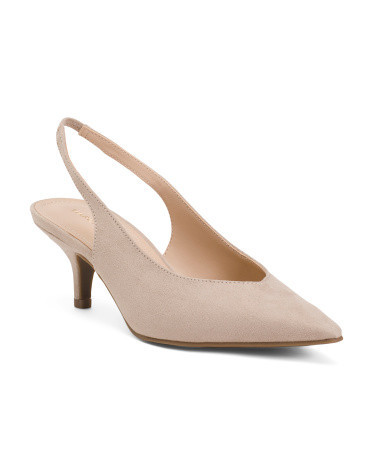 Labela Chocked Up Slingback Kitten Heel Pumps for Women | Textile/Man-Made Sole/Suede | Marshalls