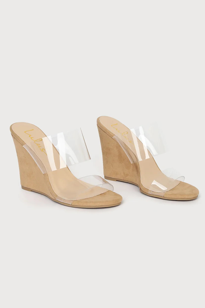 Biava Light Nude Suede Wedge Sandals | Lulus (US)