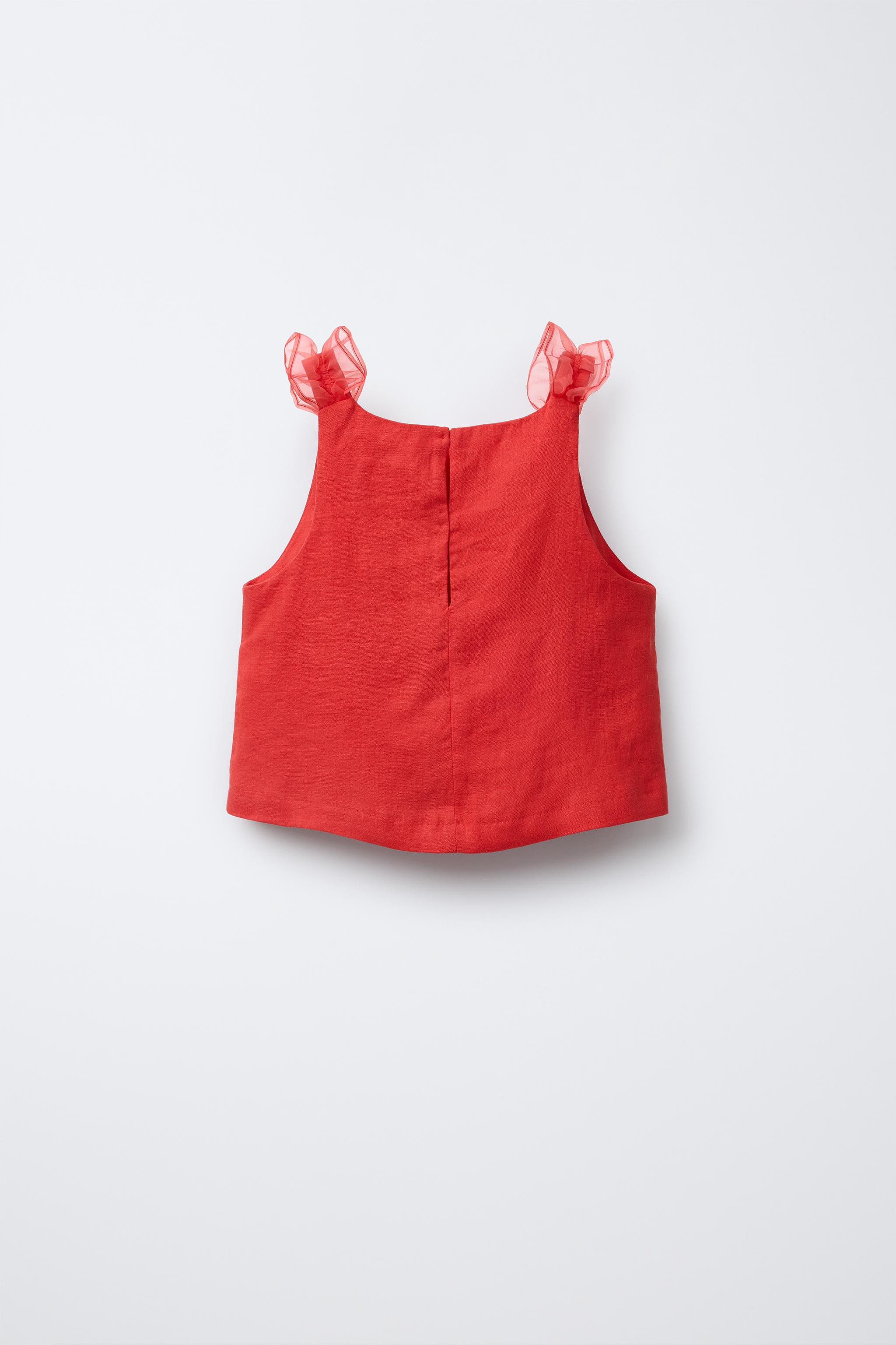 100% LINEN ORGANZA DETAIL TOP | Zara US