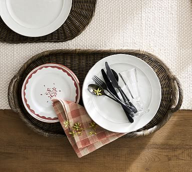 Handwoven Wicker Oval Serving Tray | Pottery Barn (US)