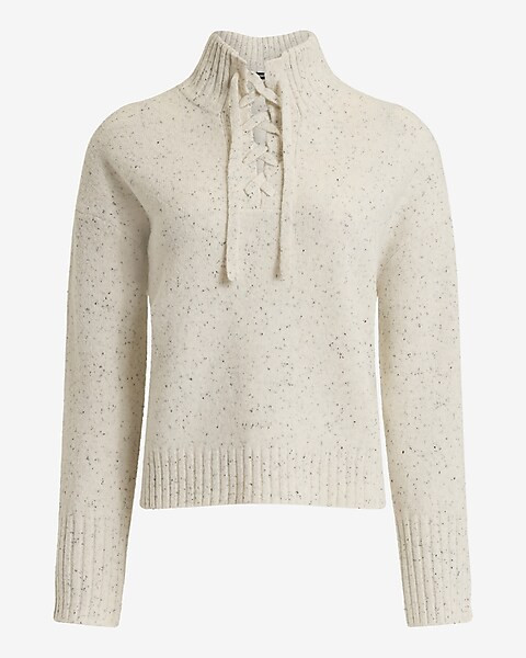 Easy Lace Up Mock Neck Sweater | Express