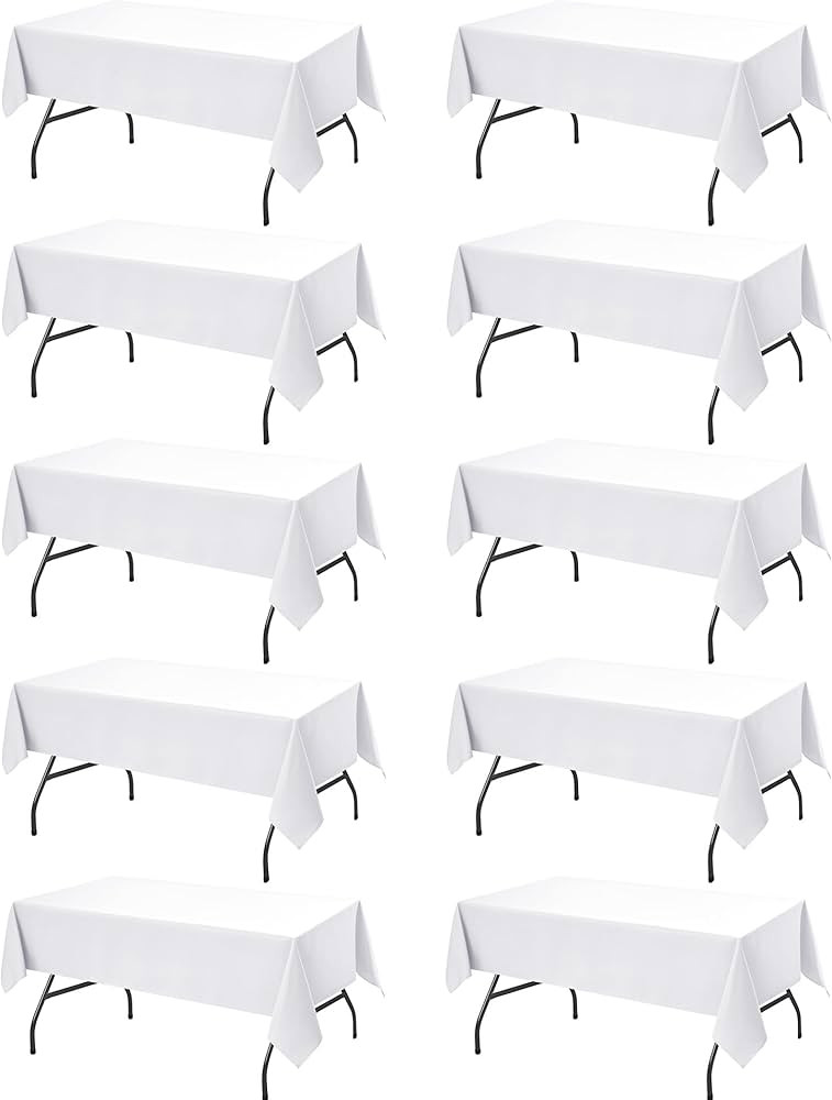 10-Pack White Tablecloths for Rectangle Tables, 60 x 102 Inches, Stain-Resistant Polyester Fabric... | Amazon (US)