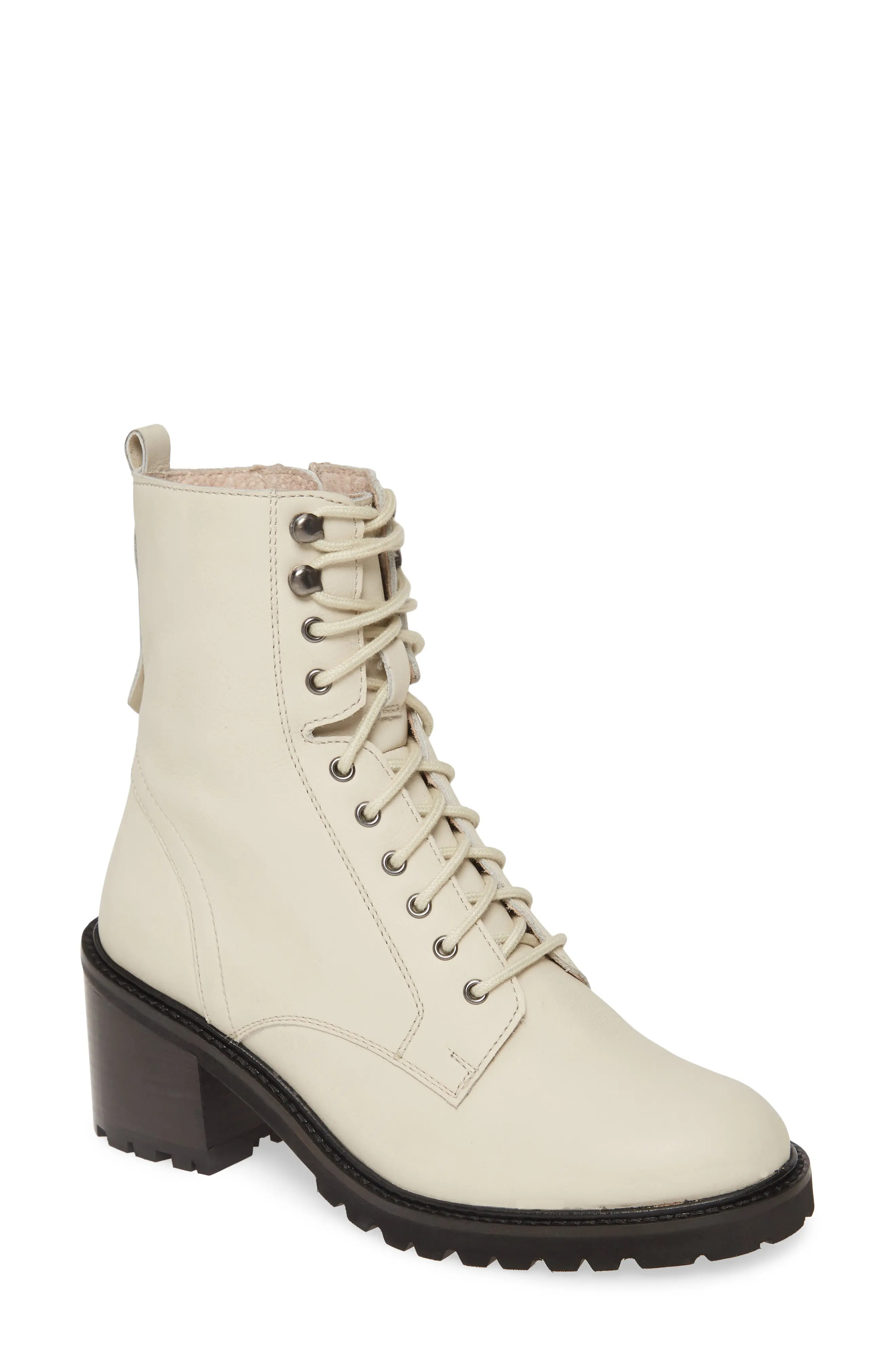 Seychelles Irresistible Combat Boot in Off White Leather at Nordstrom, Size 10 | Nordstrom