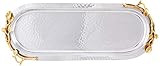 Amazon.com | Elegance Golden Vine Hammered Stainless Steel Oval Tray, 15.25 by 5.75-Inch, Silver/... | Amazon (US)