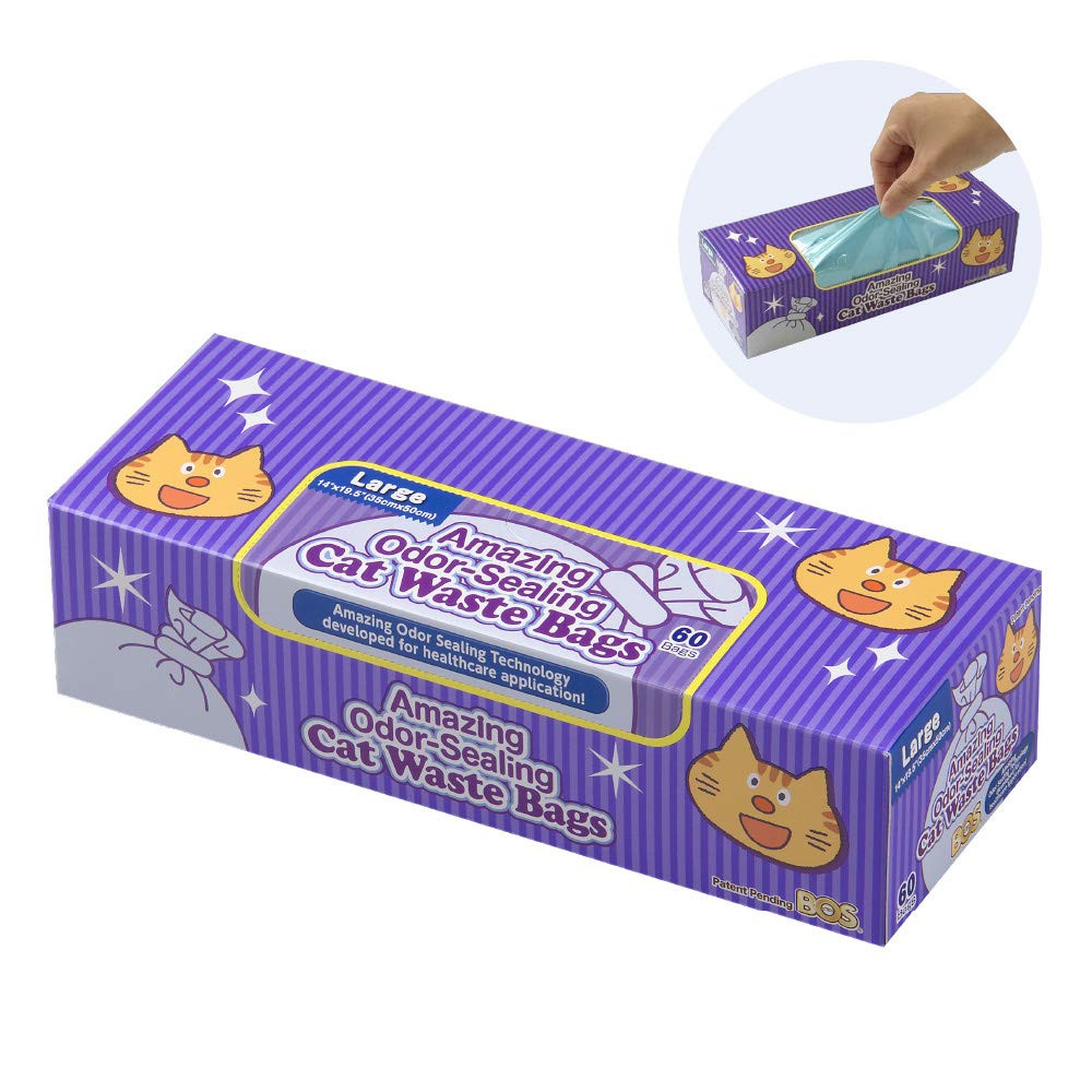 BOS Amazing Odor Sealing Cat Waste Disposal Bags - Durable, Unscented [Size: L, Color: light blue... | Amazon (US)