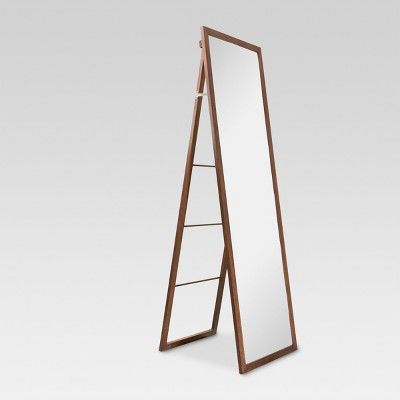 Wood Ladder Standing Floor Mirror Walnut - Threshold™ | Target
