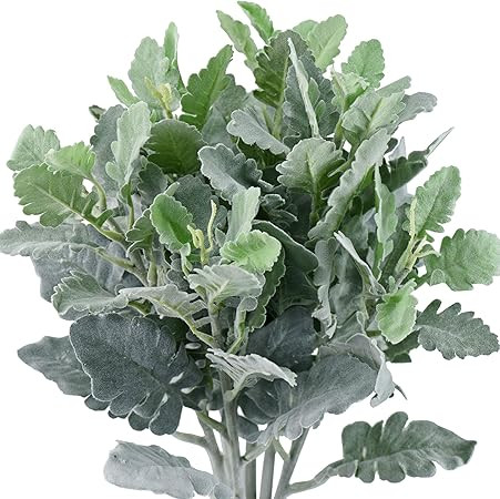 FiveSeasonStuff Dusty Miller Artificial Greenery Bush Plants for Wedding Flower Fillers DIY Bouqu... | Amazon (US)