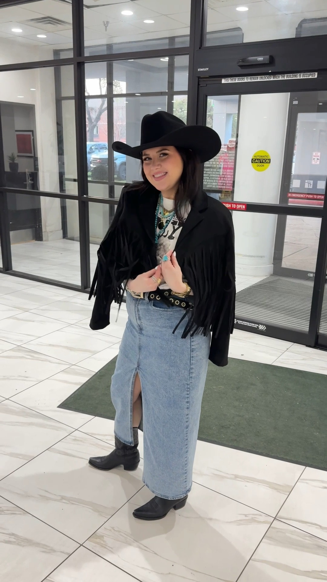 This outfit can be casual, but can also be elevated with this fringe jacket. It was so comfortable to wear, especially since it was a windy day. 

This outfit would also be really cute with a denim skirt for a denim on denim look  

#Westernwear #fringe #denimskirt #denimstyle
#Rodeooutfit 

#LTKFestival #LTKStyleTip #LTKWatchNow