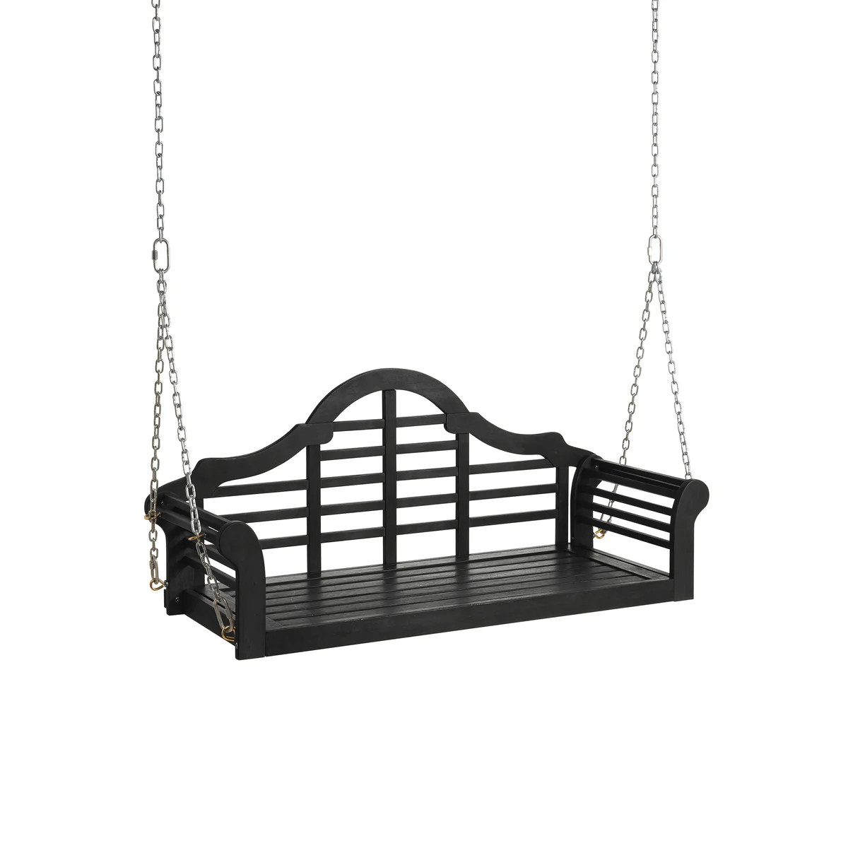 Lutyens Eucalyptus Wood Porch Swing, Black | Plow & Hearth