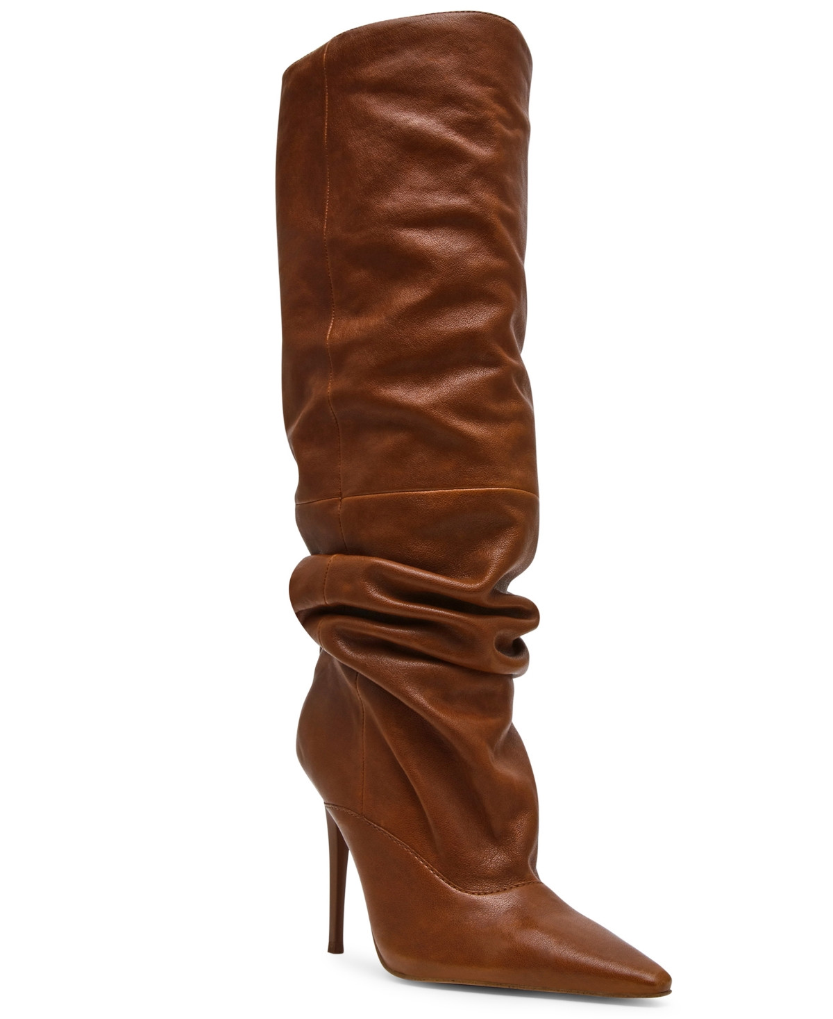 Steve Madden Women's Elona Knee-High Slouch Stiletto Dress Boots - Brown Leather | Macy's