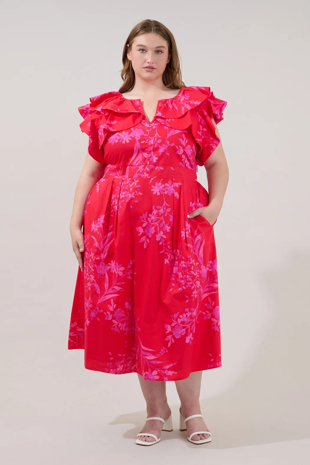 Santana Tie Back Midi Dress Primrose Curve | Sugarlips