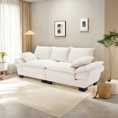 Upholstered Corduroy Loveseat Sofa With Lumbar Pillows | Wayfair North America
