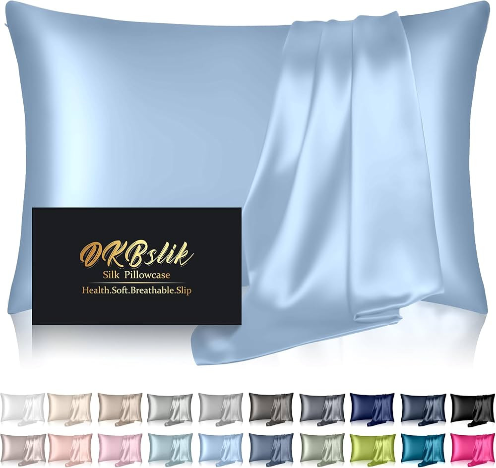 Silk Pillowcase for Hair and Skin, Mulberry Silk Pillow Cases Standard Size, Anti Acne Cooling Sl... | Amazon (US)
