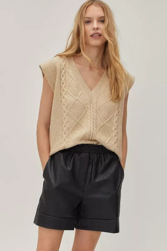 Faux Leather Elasticated Relaxed Shorts | NastyGal (UK, IE)