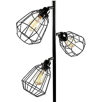 Oneach Tolbert Modern 3-Light Tree Floor lamp （3 Bulbs Included）Metal Standing Industrial Bla... | Amazon (US)