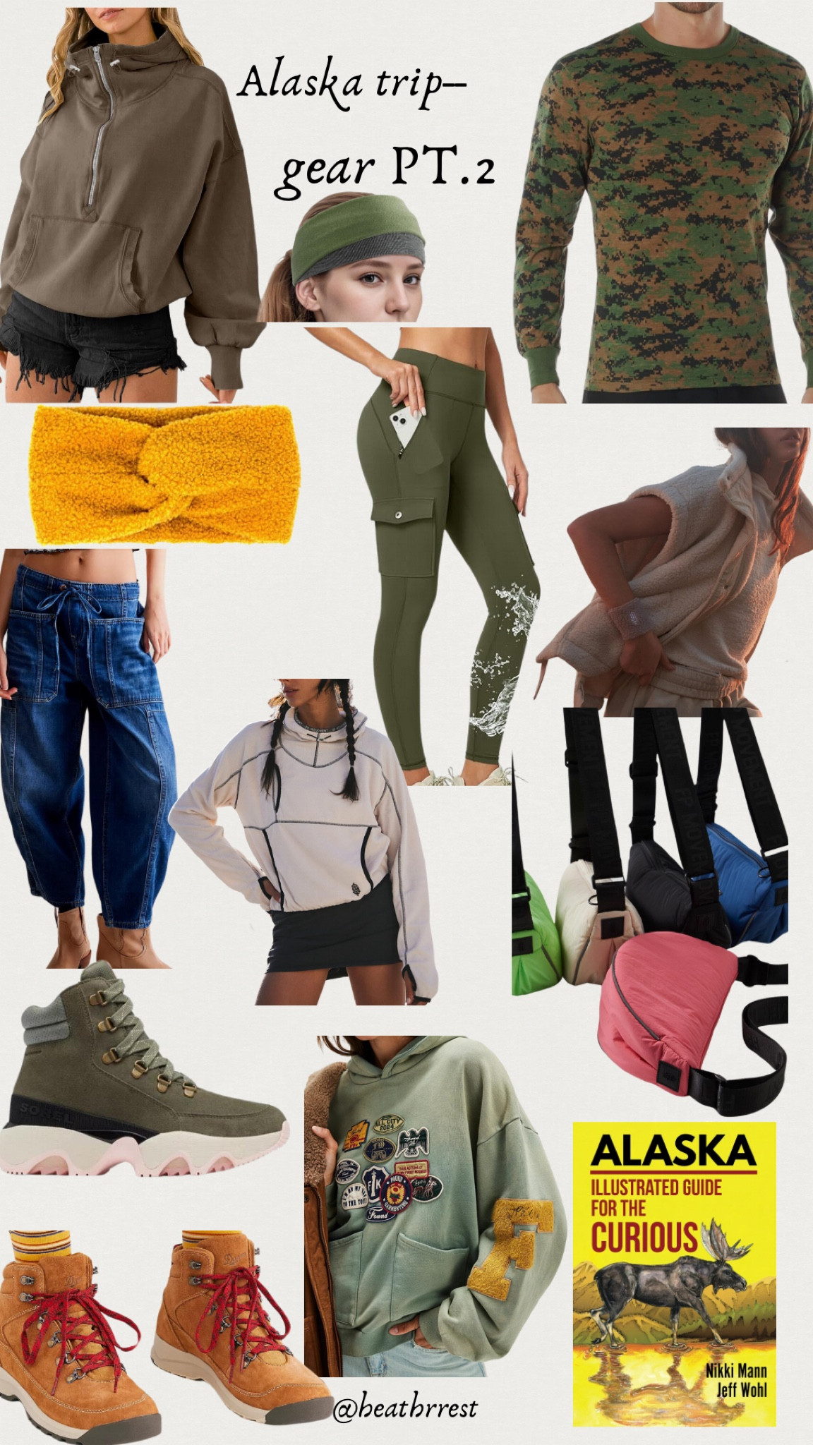 Alaska trip gear fishing undershirt thermal waterproof leggings insulated waterproof hiking boots sling bag guidebook ear warmer baggy jeans vest long sleeve tee hoodie with patches 

#LTKTravel #LTKFamily #LTKItBag