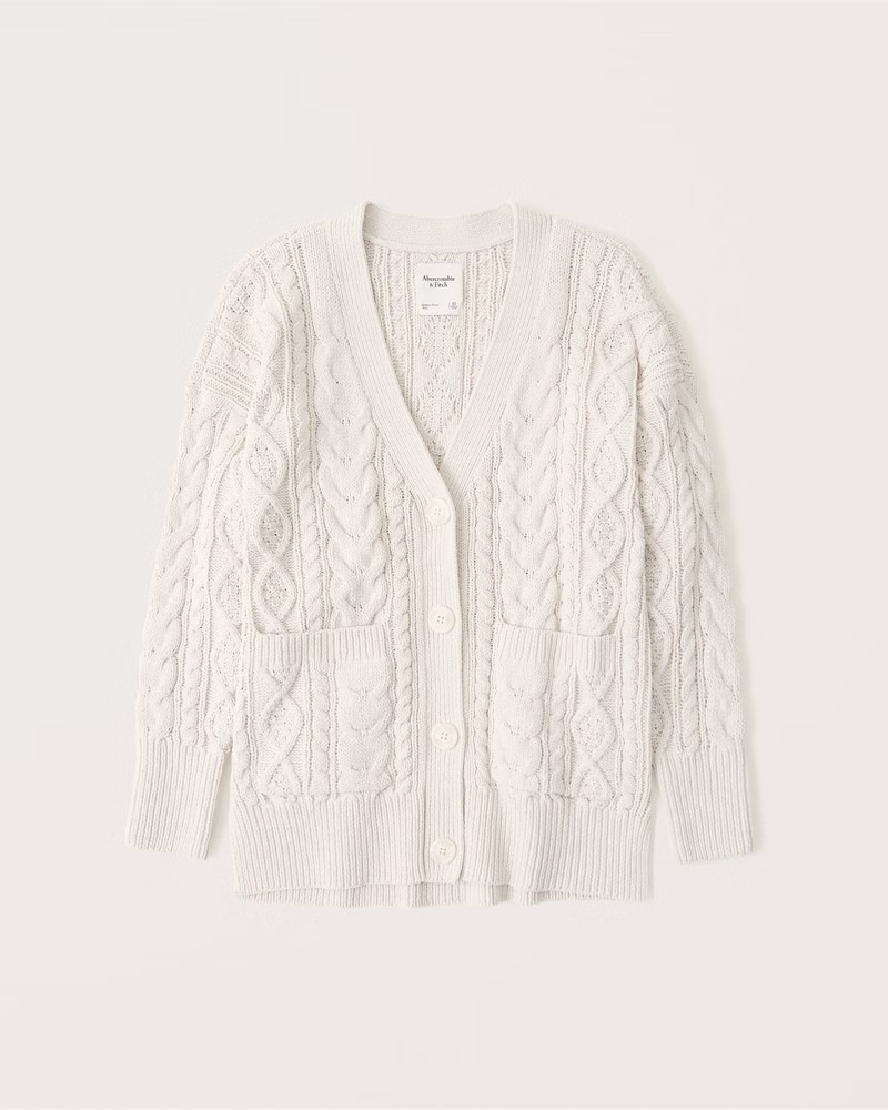 Women's Oversized Legging-Friendly Cable Cardigan | Women's Up To 50% Off Select Styles | Abercro... | Abercrombie & Fitch (US)