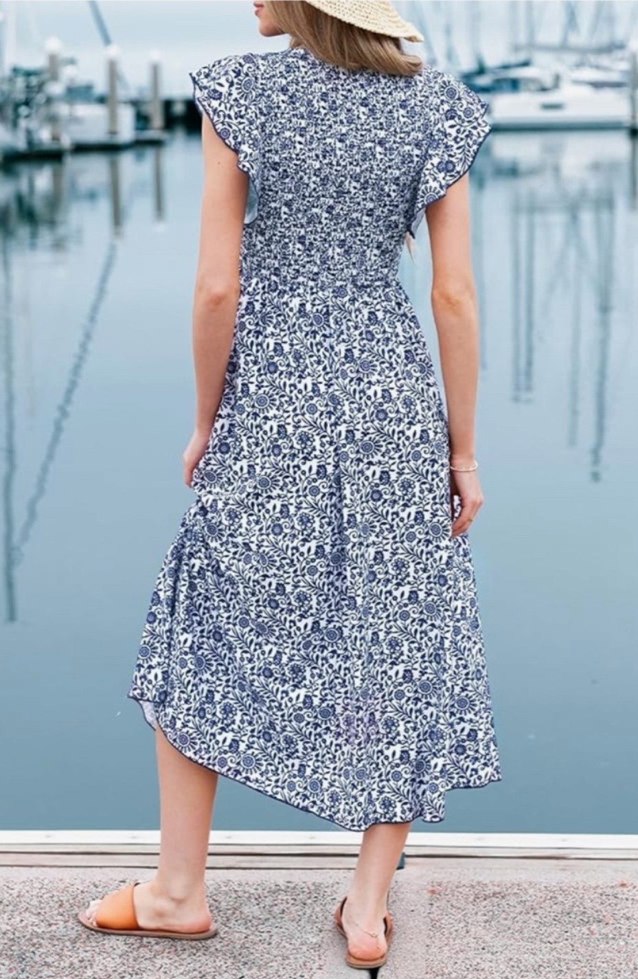 Coastal summer dreams. 🦀🏖️ This blue and white floral maxi dress is perfect for wedding guest looks, boating days, coastal dinners, resort wear, vacation outfits, and summer events. The square neckline, smocked fit, and flowy silhouette give it that soft, feminine, effortless feel.

Grab yours now before your favorite size and print are gone. 🌊

#LTKOver40 #LTKSeasonal #LTKMidsize