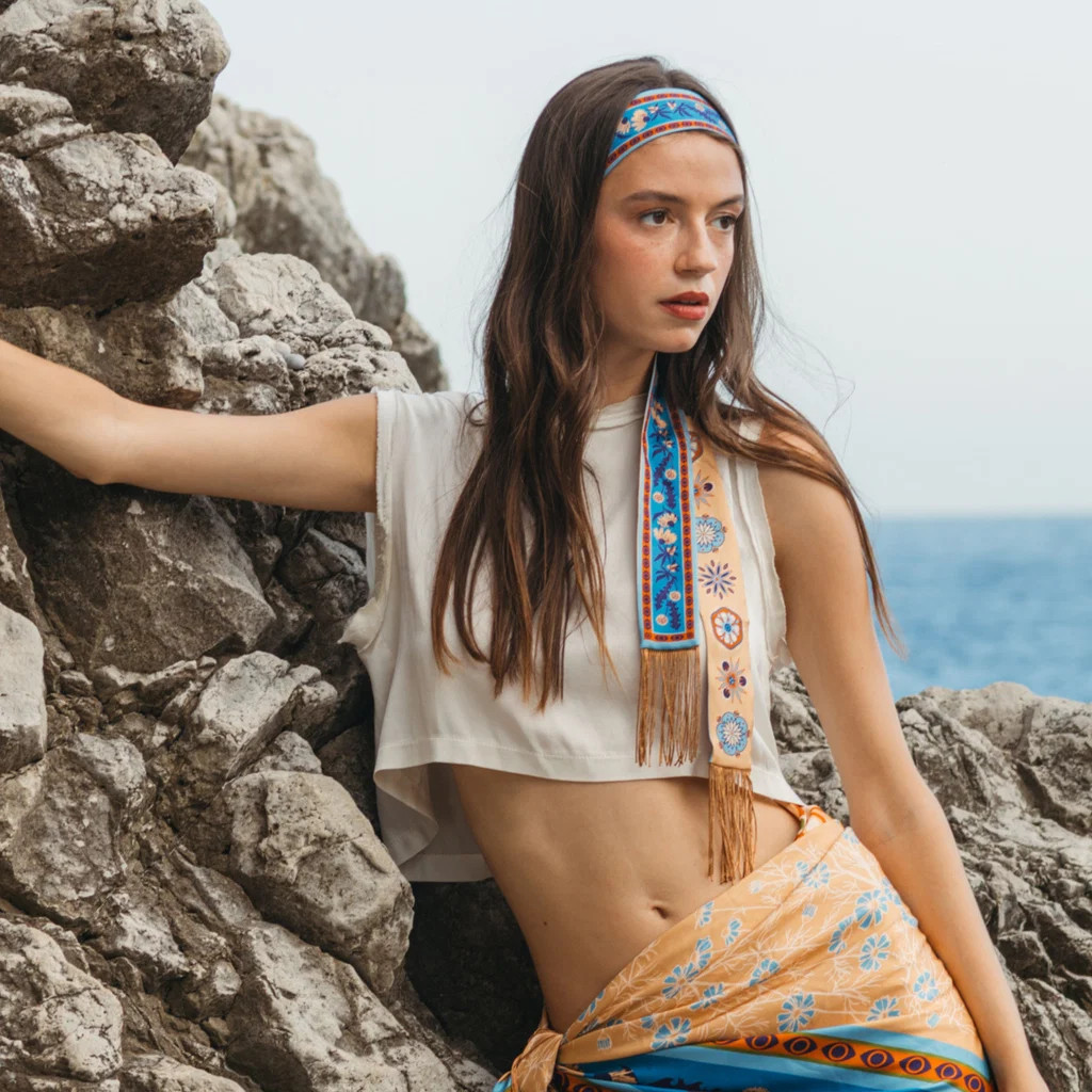 Gaia Skinny Silk Scarf | The Freya Brand