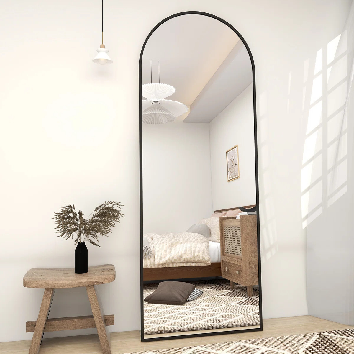 Alizeh Arched Metal Oversized Full Length Mirrors Wall Mirrors with Stand | Wayfair North America