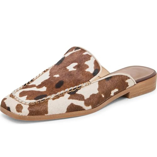 Suede Mules for Women Square Toe Slip On Loafers Flats Low Heel Backless Slide Shoes for Casual F... | Amazon (US)