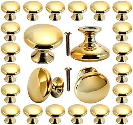 Cabinet knobs 30 Pack, POZEAN Gold Knobs Brushed Brass with Screws for Dresser Drawer Cabinet Cup... | Amazon (US)
