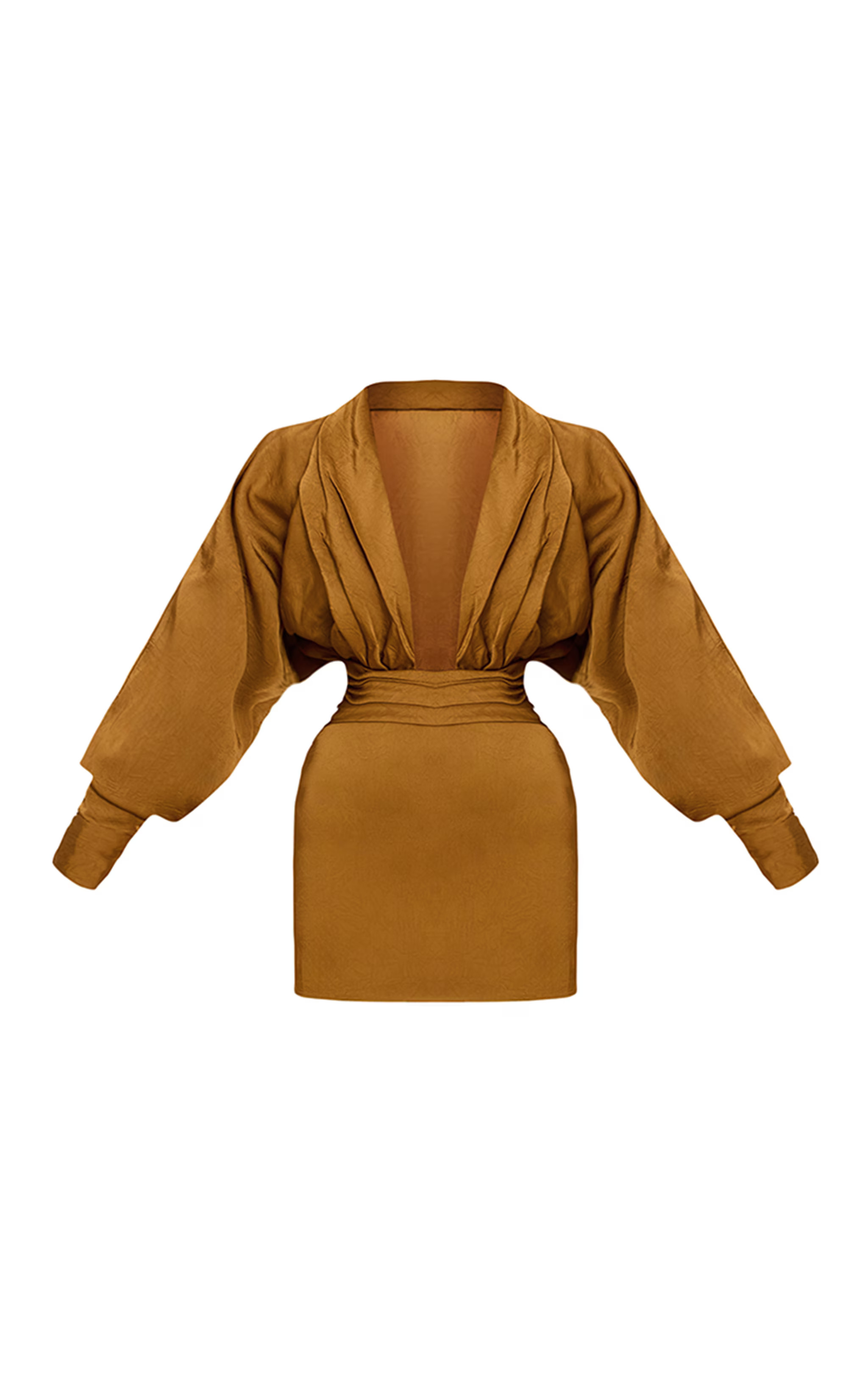 PLT Label Gold Hammered Long Sleeve Mini Dress | Dresses | PrettyLittleThing US