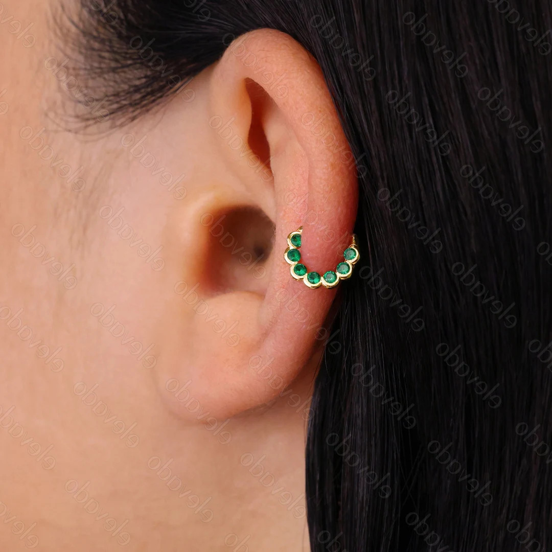 16G/18G/20G Emerald Clicker Hoop Earring • Emerald Nose Ring • Conch Hoop • Clicker Hoops ... | Etsy (US)