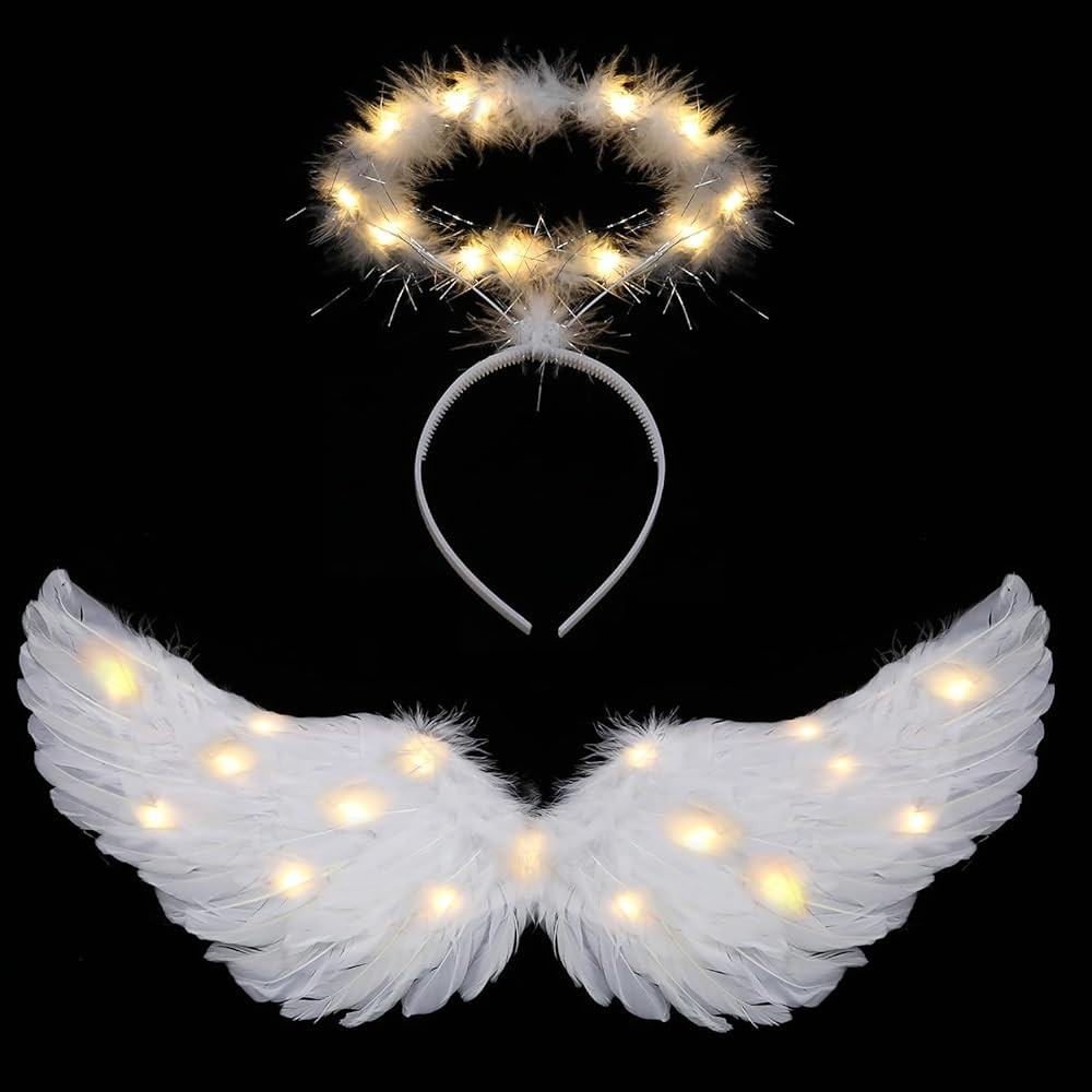 Angel Wings, Light Up Angel Wings and Halo with LED Lights, White Angel Wings Costume for Adult W... | Amazon (US)