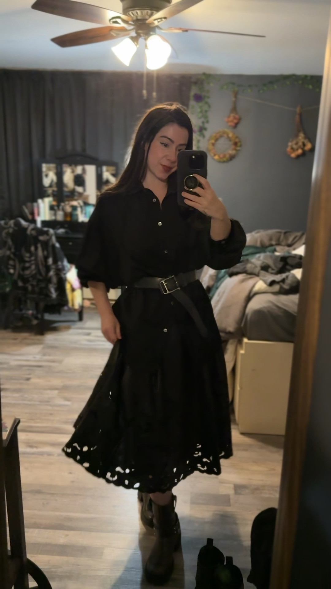 a leather eyelet dress with a button down and belt. Wearing a S in the dress.

#LTKPetite #LTKSeasonal #LTKSaleAlert