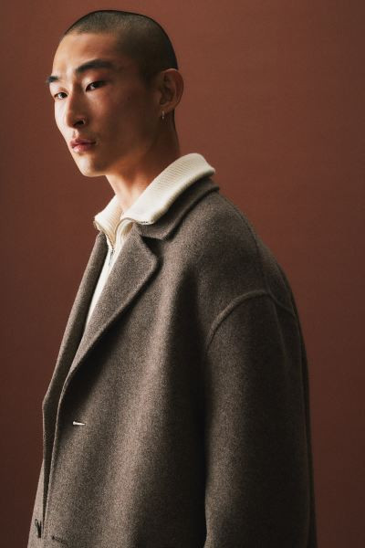 Oversized wool-blend coat - Brown - Men | H&M GB | H&M (UK, MY, IN, SG, PH, TW, HK)